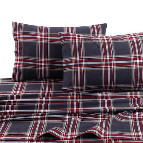 Cotton Flannel Extra Deep Pocket Bed Sheet Set with Oversize Flat Sheet