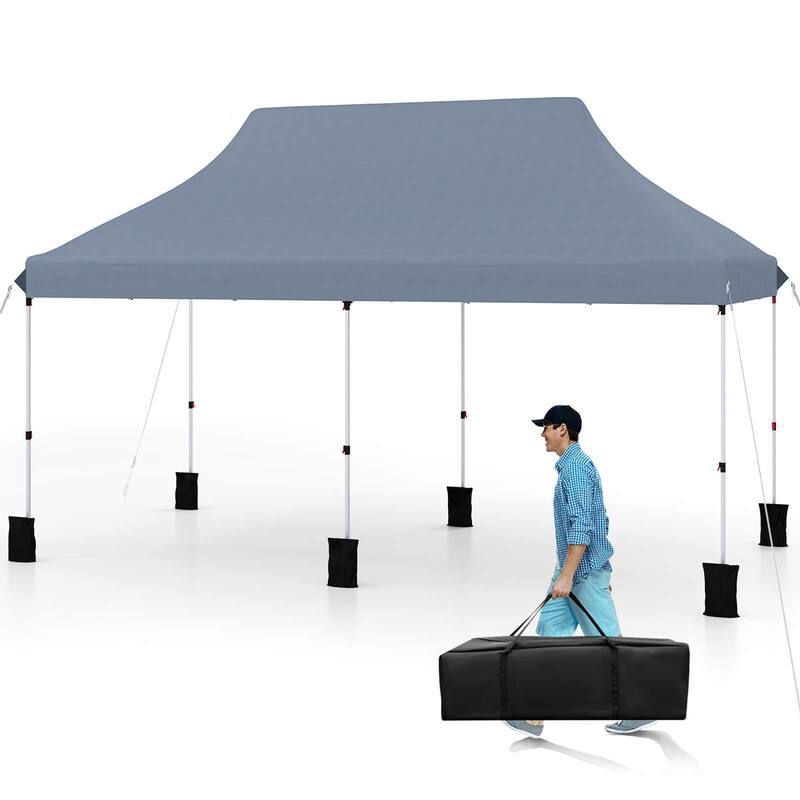 Costway 10 x 20 FT Pop-up Canopy UPF50+ Sun Protection Tent with - See Details - Grey