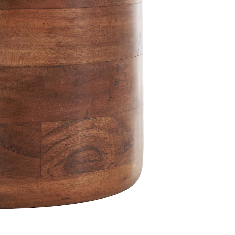 Wood Decorative Vase with Mosaic Strips and Natural Wood Grains - Brown - Roche River Decor - 8"W x 8"L x 9"H