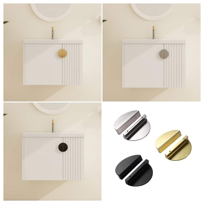 Malwee 24"/28" Floating Bathroom Vanity, Wall Mounted Bathroom Vanity with Ceramic Sink and Soft Close Door