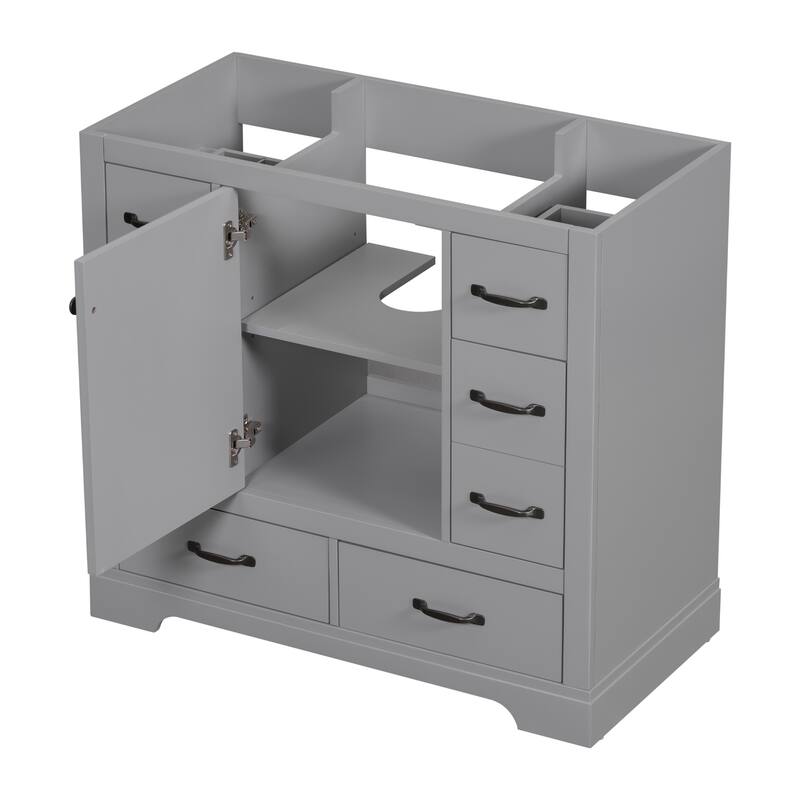 Modern 36 inch Bathroom Vanity Base without Sink, Bathroom Storage Cabinet with 6 Drawers and Adjustable Shelf