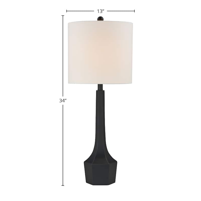 Gordon 34" Table Lamp with Linen Shade, Black (Set of 2)