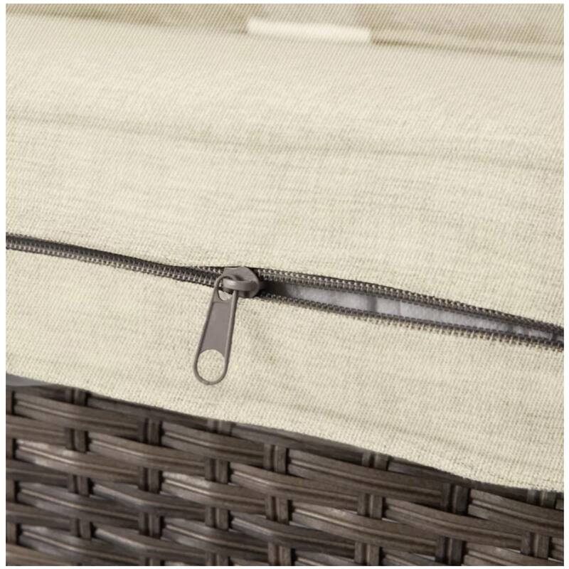 2-Piece Wicker Patio Conversation Set with Beige Cushions Coffee Table