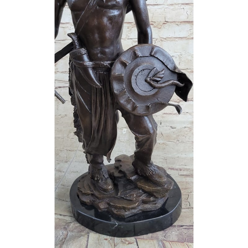Native American Indian Warrior W/ Tomahawk - Bronze Metal Statue Sculpture Art