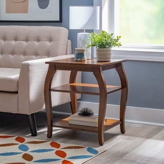 Ingrid Wood Farmhouse Side Table with 2 Shelves - On Sale - Bed Bath ...