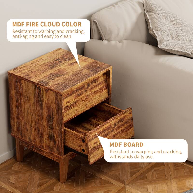 2 Set Nightstands Features Vintage-Style And Bevel Design