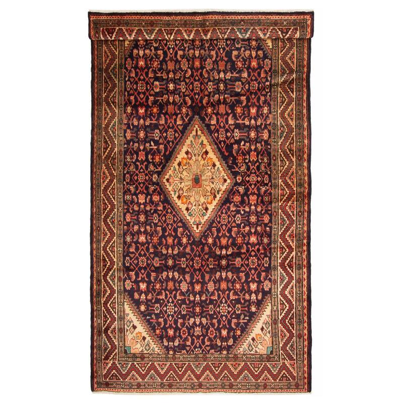 ECARPETGALLERY Hand-knotted Andelz Navy Wool Rug - 4'11 x 9'8 - Dark Navy - 4'11 x 9'8