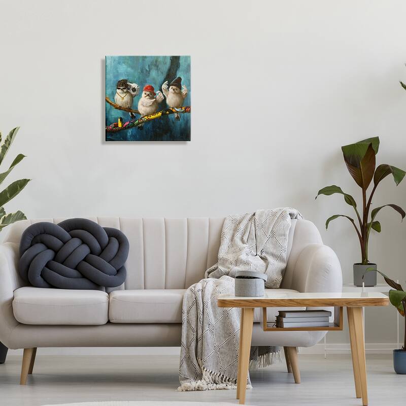 Stupell Hip Hop Bird Trio Urban Graffiti Tree Boombox Canvas Wall Art - Blue