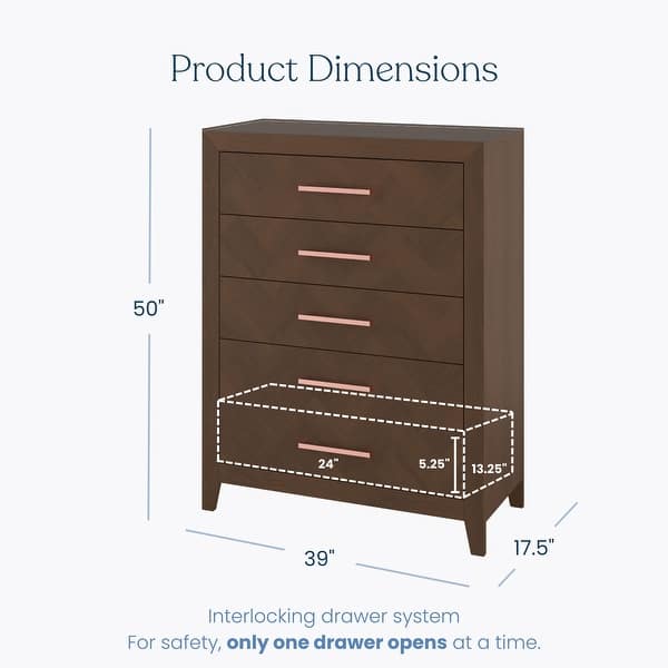 dimension image slide 0 of 2, HALO Kieran 5-Drawer Chest