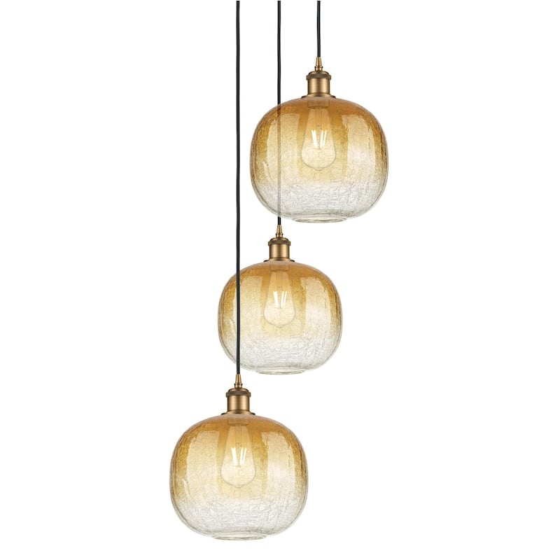 Innovations Lighting 113B-3P-37-17 Brookhaven Sphere Pendant - Brushed Brass / Amber