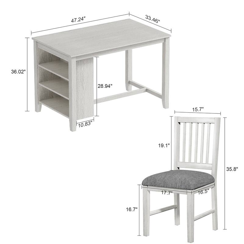 Javlergo Counter Height Dining Table Set Kitchen Island Set with Storage and Dining Chairs Solid Wood Kitchen Dining Room Set