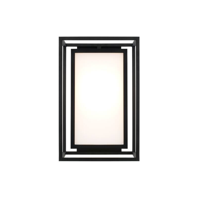 12.50"W x 19.50"H 1-Light Outdoor Modern Square Rectangle Wall Lantern in Black with Soft White Glass