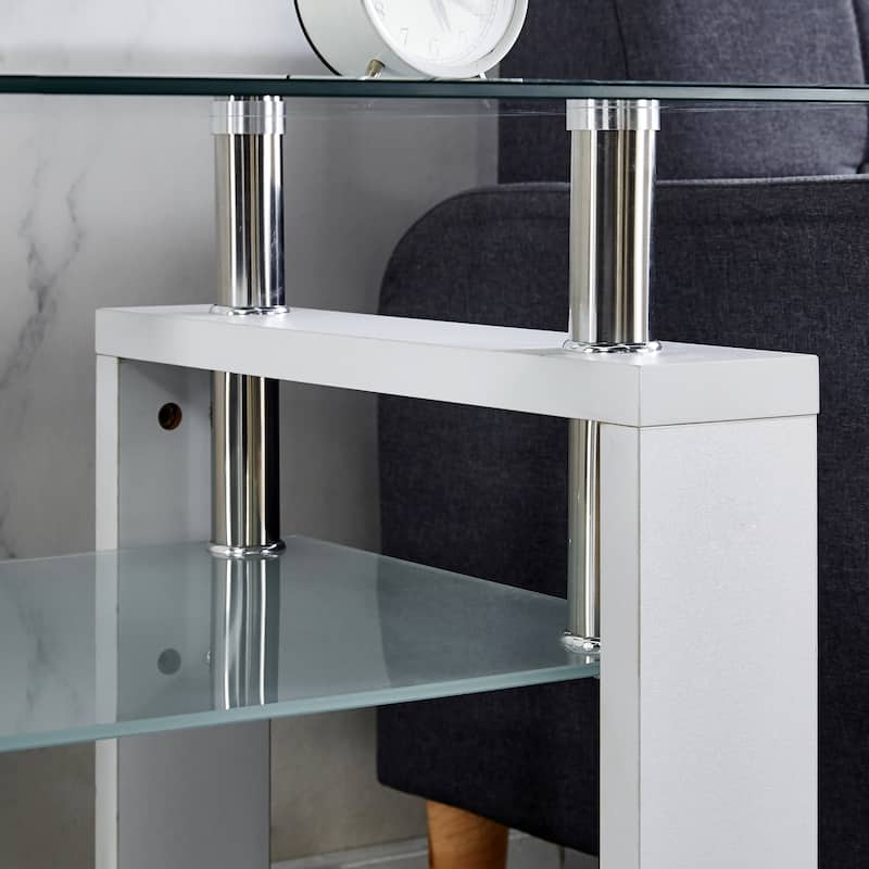 Modern Square Glass Side Table with Metal Base - Bed Bath & Beyond ...