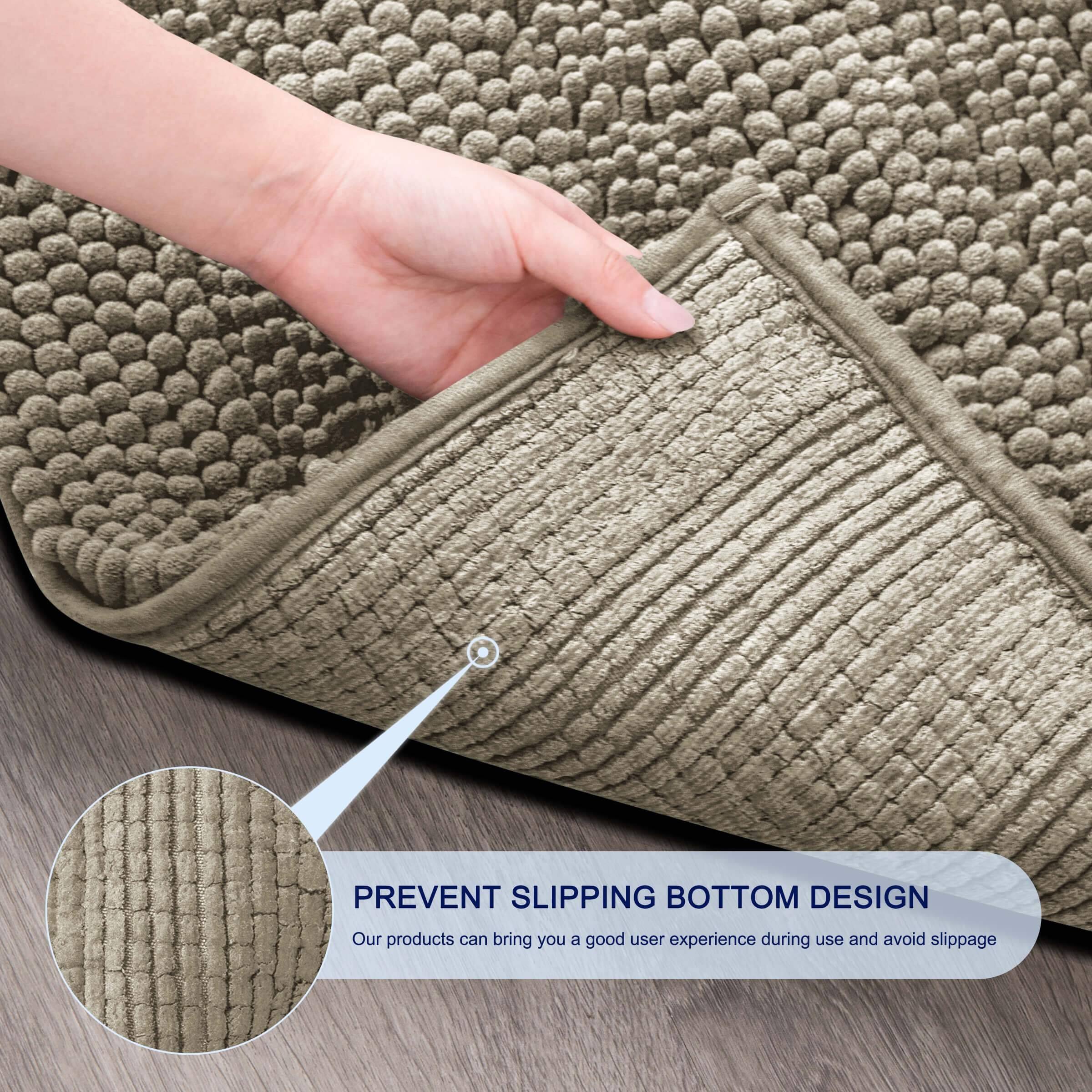 Subrtex Super Soft Absorbent Braided Bathroom Mats Chenille Bath Rugs