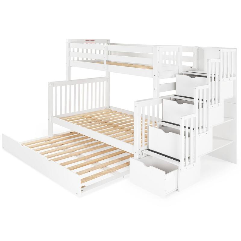 Taylor & Olive Trillium Twin over Full Stairway Bunk Bed, Full Trundle