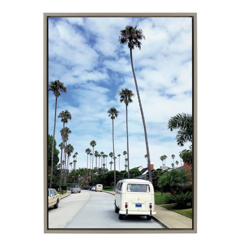 Kate and Laurel Sylvie La Jolla Commute Framed Canvas by Rachel Bolgov - 23x33 - Plastic - Grey
