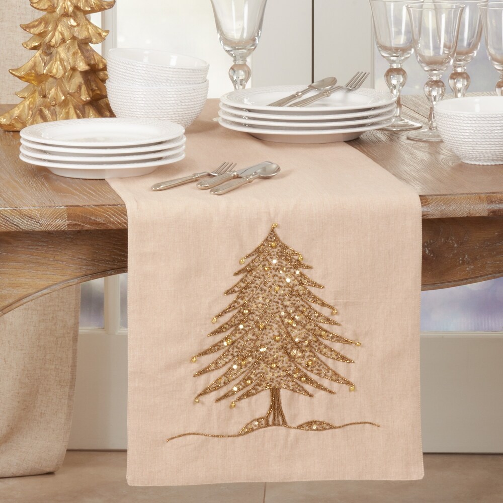 Details about   Gold or SilverTable Runner by St.Nicholas Square Shimmery w/Beaded Tassels NEW 