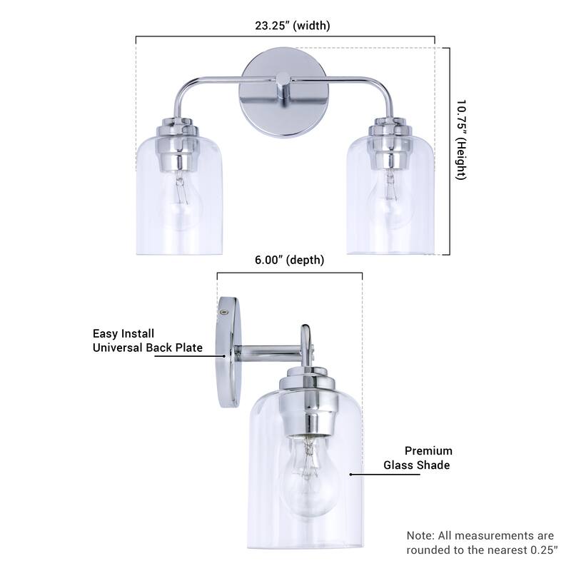 Brio Lighting Kiara 2-Light Dimmable Bathroom Vanity Light