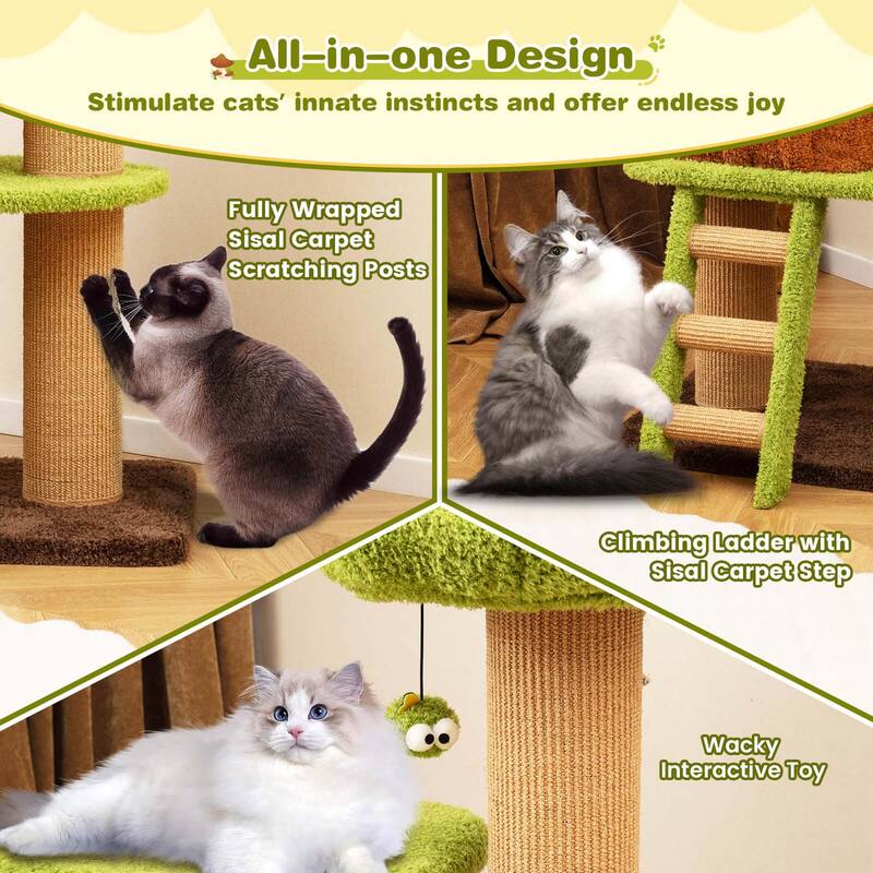 Costway 56" Tall Cat Tower with Mushroom-shaped Nest Condo Climbing - See Details