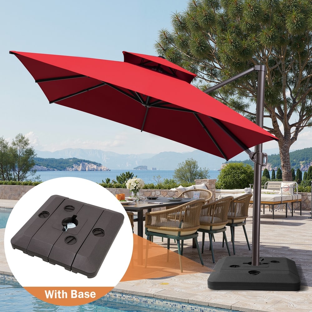 Outdoor 10X13 FT Dual Top Patio Cantilever Umbrella with Offset Base