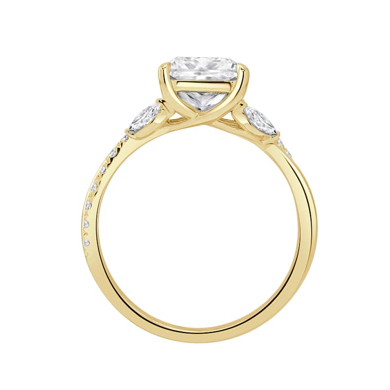 Auriya 14k Gold 5 3/5ctw Princess Lab grown Twisted-Shank Diamond Engagement Ring (E-F VS)