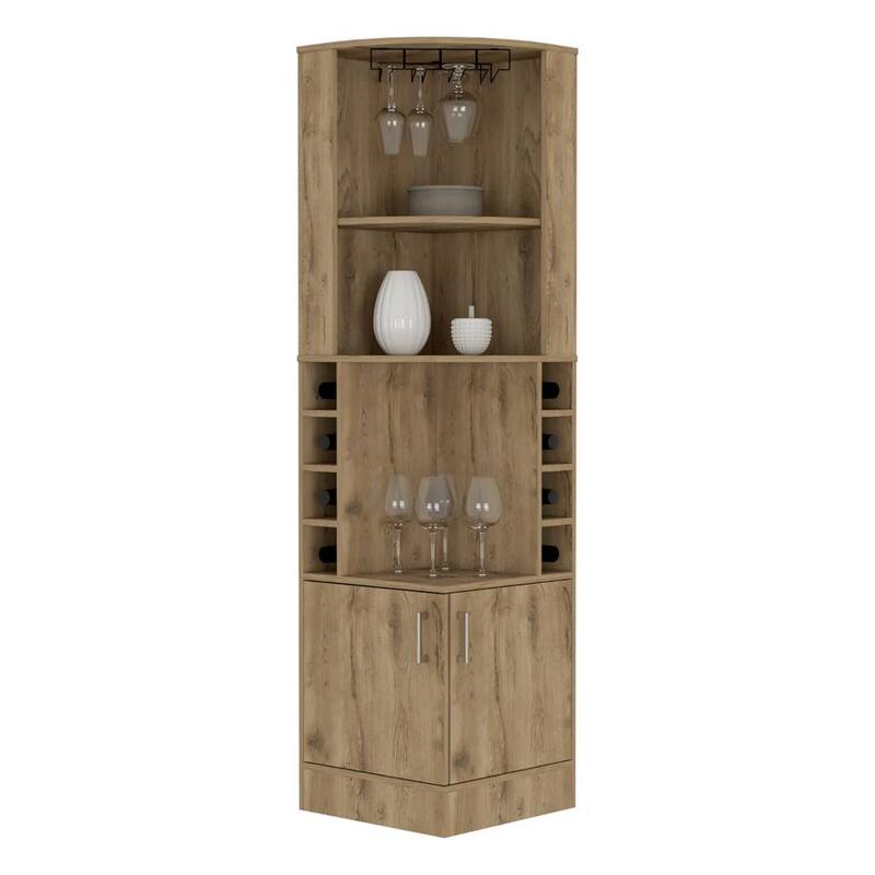 Bar Cabinet Papprika, 8 Wine Cubbies, Double Door, Dark Brown Finish,High quality and durable