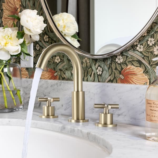 slide 2 of 30, 8.2"H Solid Brass Widespread 2-handle Bathroom Sink Faucet