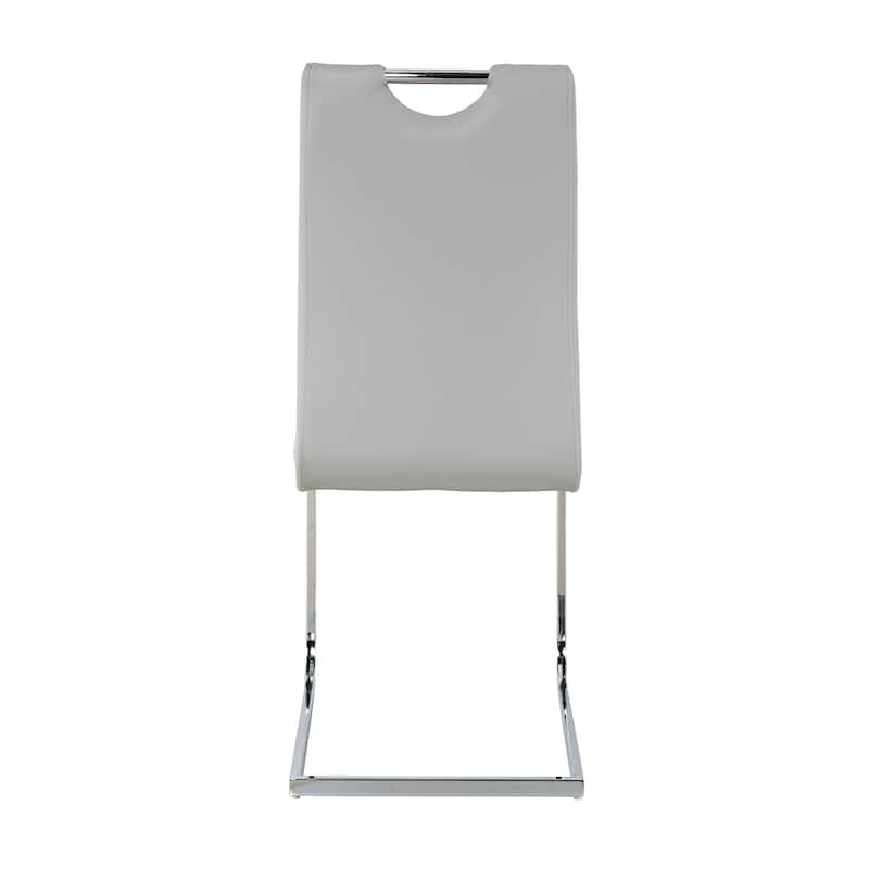 Set of 4 Padded Seat Modern Faux Leather Dining Chairs with Chrome Metal Legs
