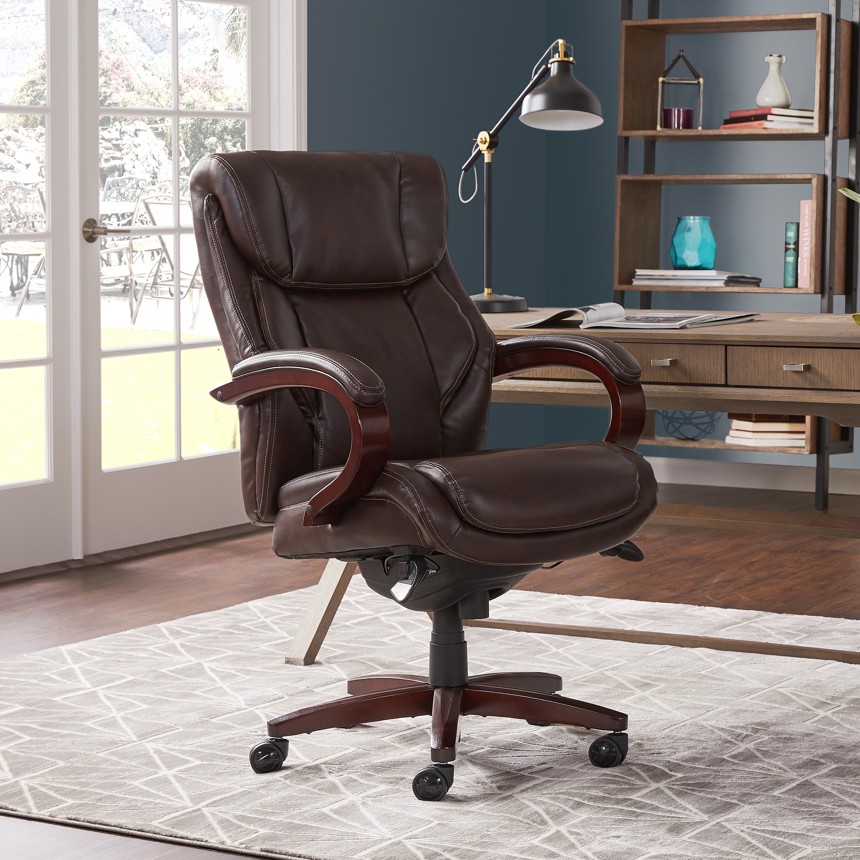 La-Z-Boy Bellamy Executive Bonded Leather Office Chair, Coffee Brown