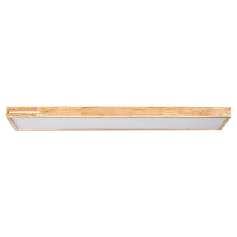 47.2" Modern Minimalist Wooden Rectangle Dimmable Integrated LED Flush Mount Ceiling Light for Kitchen, Bedroom, Living Room