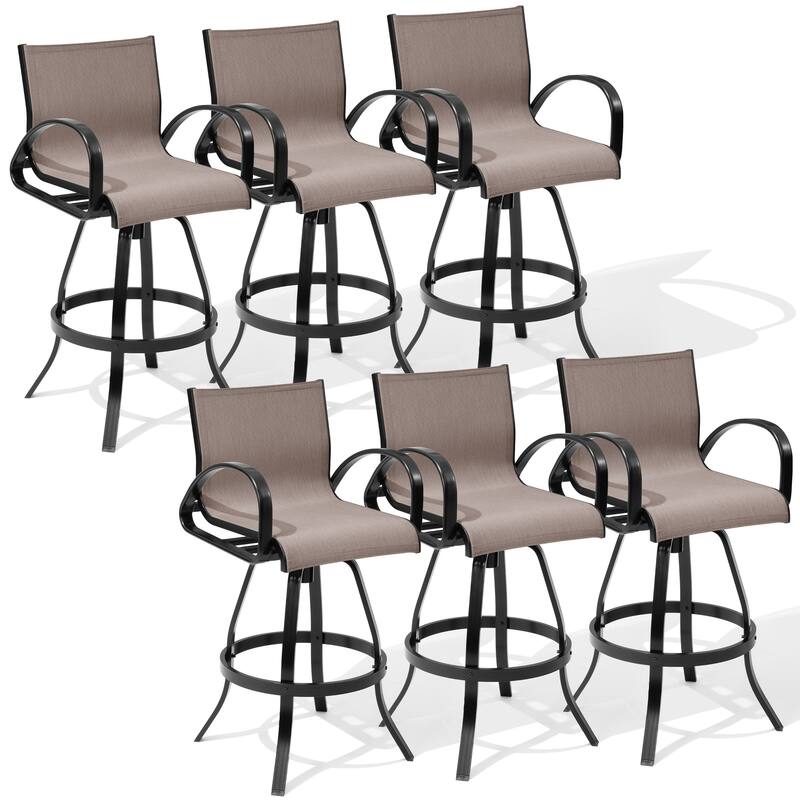 Crestlive Products Outdoor Patio All-weather Aluminum Swivel Bar Stools Sunbrella