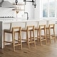 preview thumbnail 89 of 115, Gracie Modern Bar Stool, Boucle Upholstered Chair and Brushed Wooden Legs Set of 4 - Cream Boucle/Warm Pine - Counter Height
