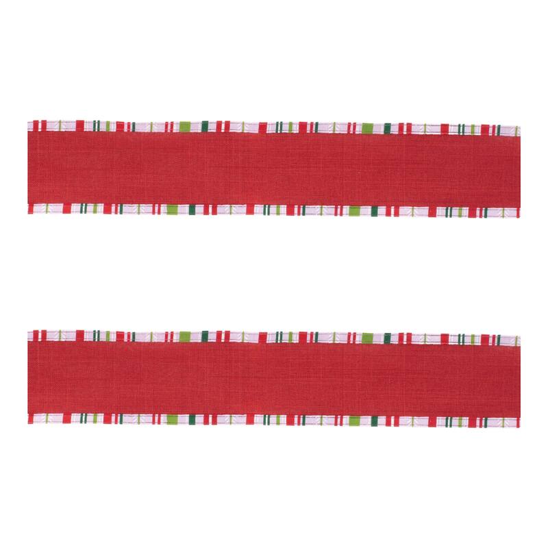 Striped Trim Wired Ribbon (Set of 2)