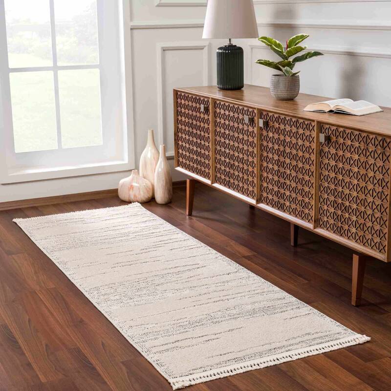 Hauteloom Munich Modern Farmhouse Bohemian Neutral Area Rug - 2'7" x 7'3" - Beige, Cream, Bone, Grey