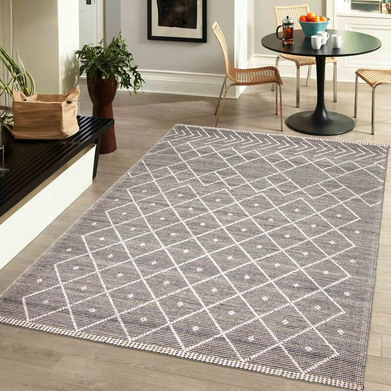 ECARPETGALLERY Braid weave Sienna Grey Wool Rug - 5'3 x 7'8