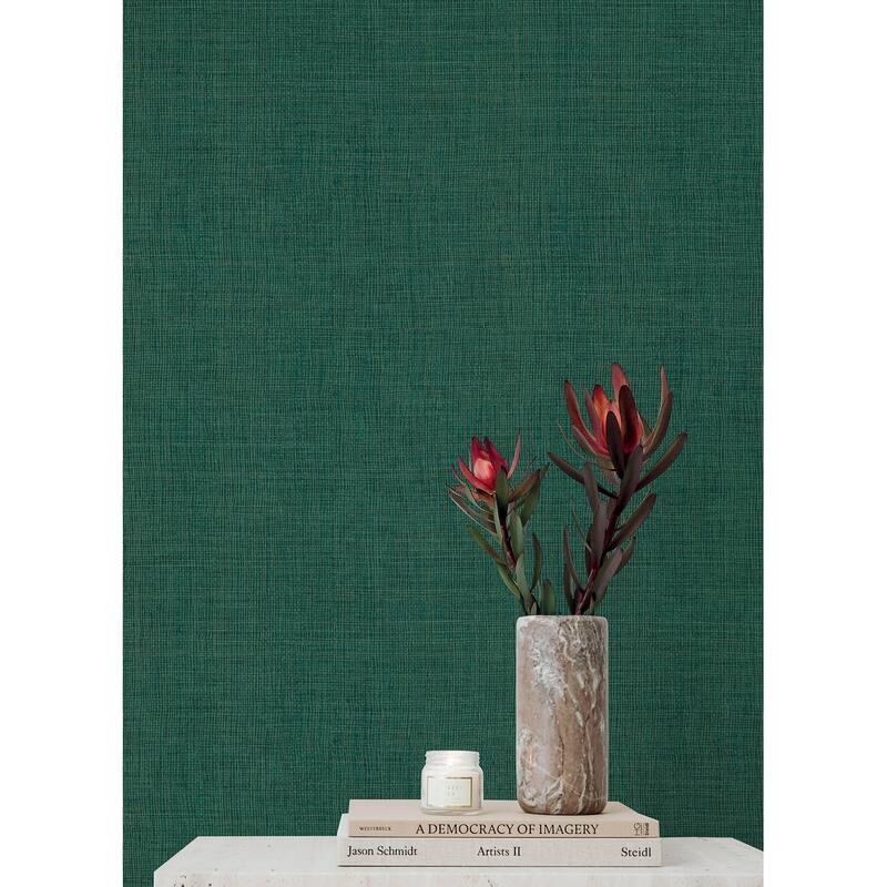 A-Street Prints Alba Evergreen Open Weave Wallpaper