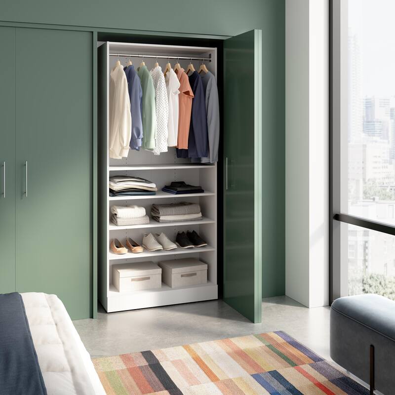 Bestar Florence 36W x 16D Modular Closet System Tower with Shelves - White