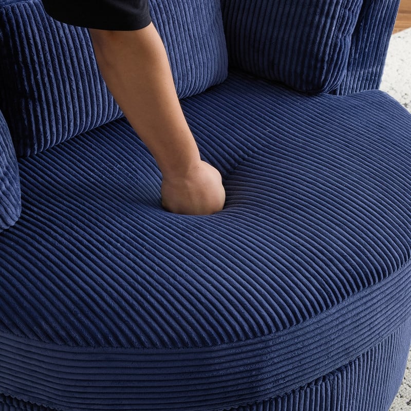 Velvet Crescent Upholstered Swivel Accent Chair