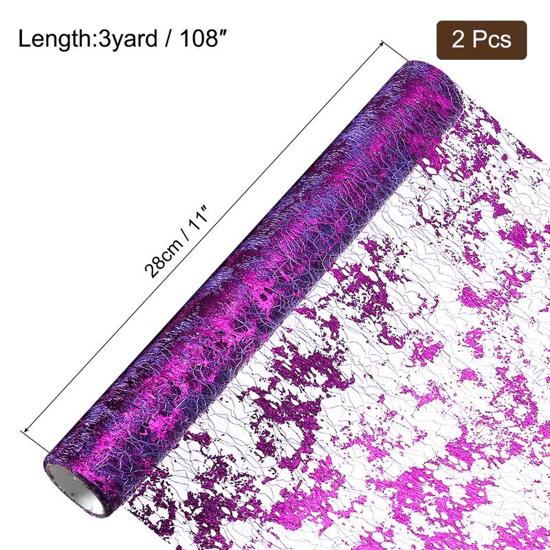 Table Runner 11" x 108", Metallic Foil Thin Mesh, 2 Pieces - 11 x 108 Inch - Deep Purple