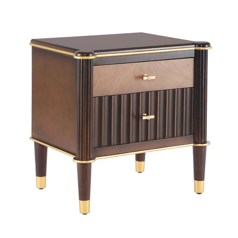 Christopher Knight Home - Lunaro Modern Fluted Nightstand with Wooden Legs and Drawers