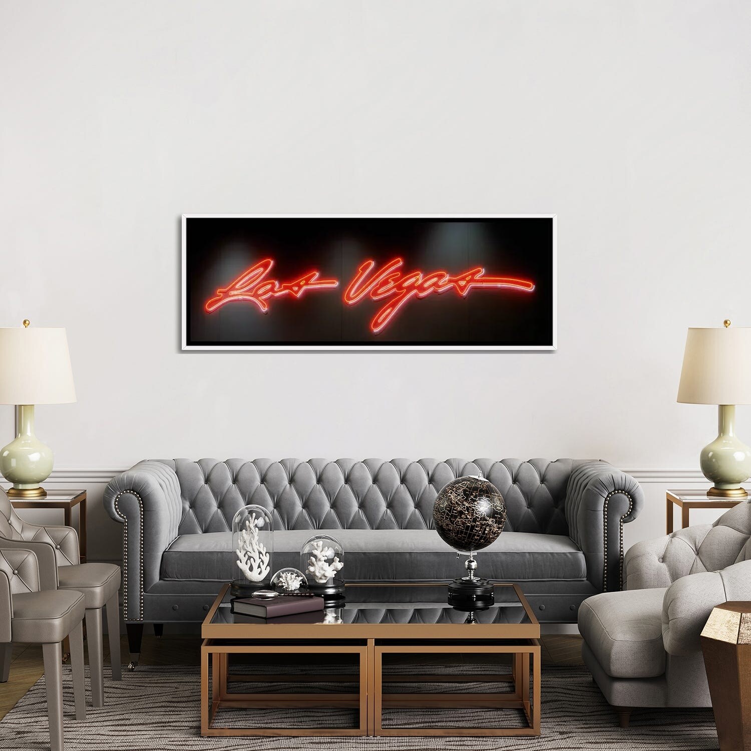 NV, Las Vegas. Panoramic view over the Black Framed Wall Art Print