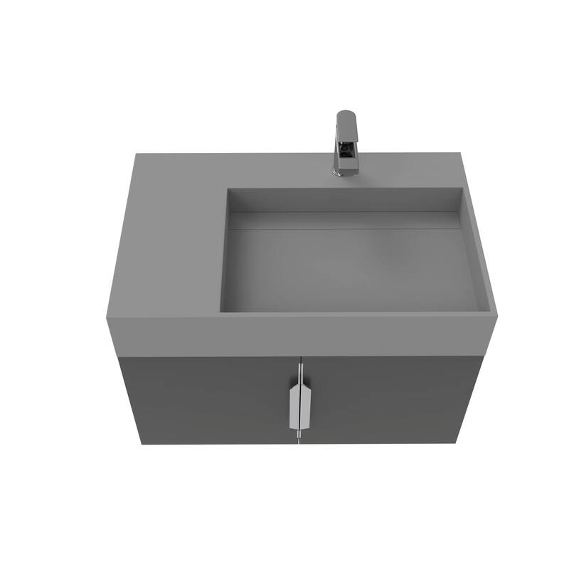 Amazon 30" Wall Mounted Bathroom Right Basin Vanity Set w/ Gray Top