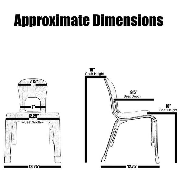 dimension image slide 0 of 2, Modern Stackable Wood Kids Chair 10" or 12" seat Height