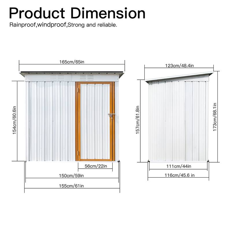 GDFStudio - Metal Garden Shed 5ft x 4ft Outdoor Storage Shed with Hinged Door and Padlock