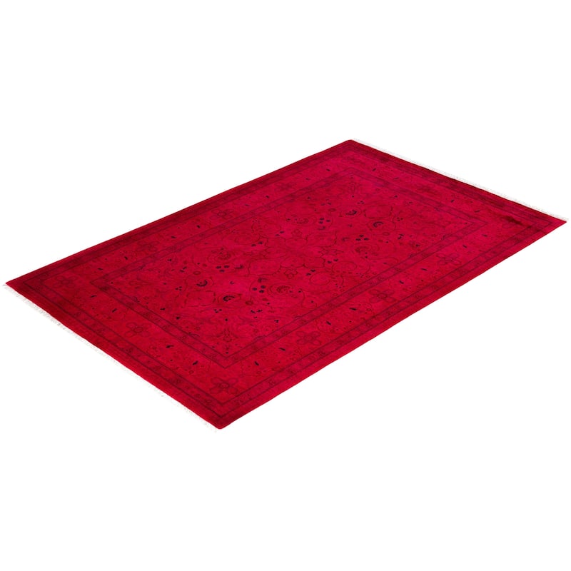 Overdyed One-of-a-Kind Hand-Knotted Area Rug - Purple - 4' 8" x 7' 4"