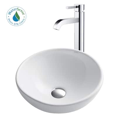 Kraus Bathroom Combo - 15-3/4" Ceramic Vessel Bathroom Sink With