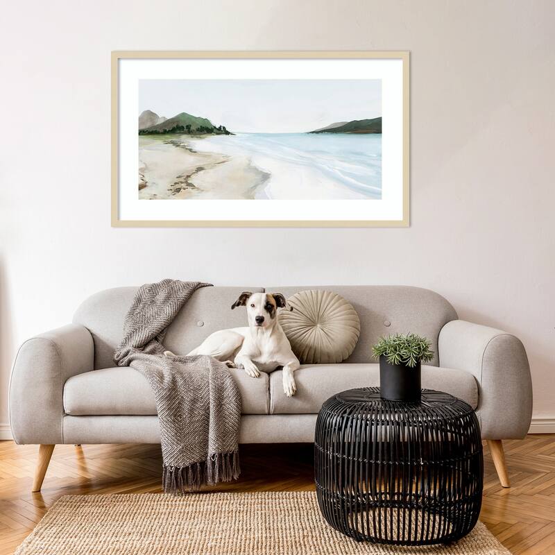 Kiss from a Wave (Beach) by Isabelle Z Wood Framed Wall Art Print - Svelte Natural