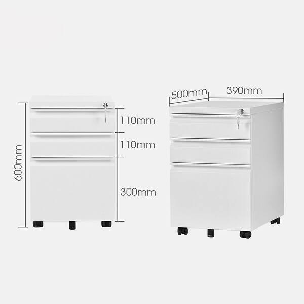 3 Drawer Mobile File Cabinet With Lock Metal Filing Cabinet Legal Letter Size Overstock 31796205