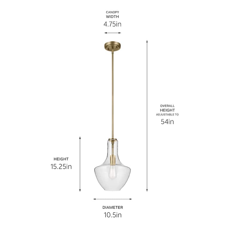 Kichler Lighting Everly 1-Light Bell Pendant Light with Seeded Glass