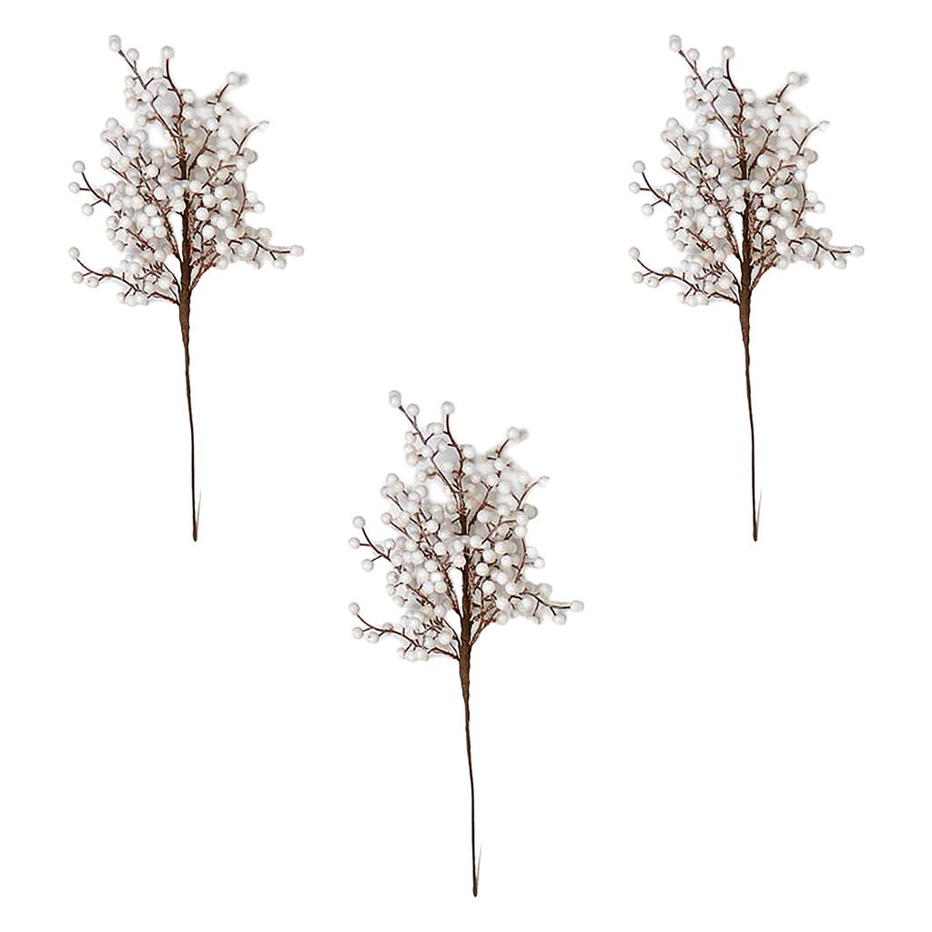 17" White Outdoor Berry Spray, Set of 3